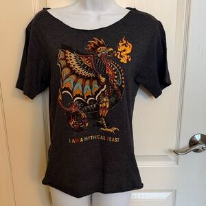 Mythical Beast Graphic Crop Top - Black